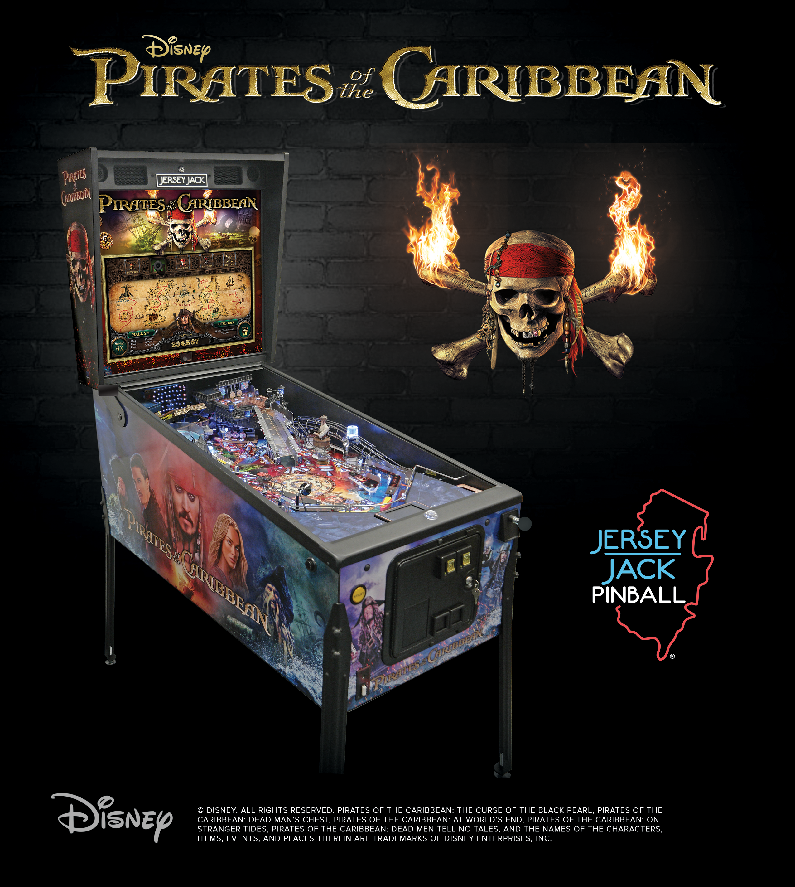 pirates of the caribbean pinball jersey jack for sale